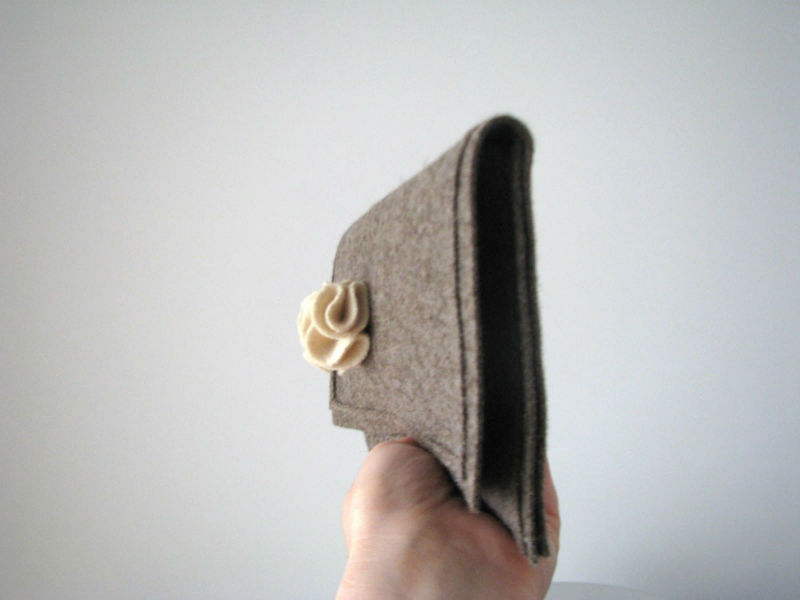 winter felt clutch natural tones - Ready to ship